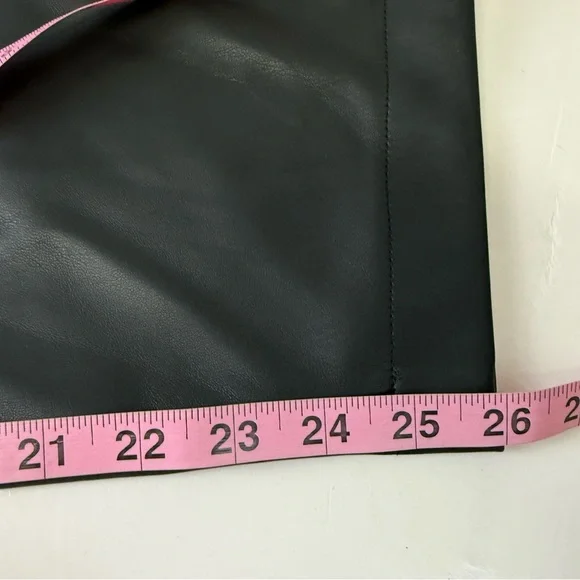 Topshop Pants Womens 6 Black Faux Leather High Rise Tapered Leg Cropped - Picture 9 of 9